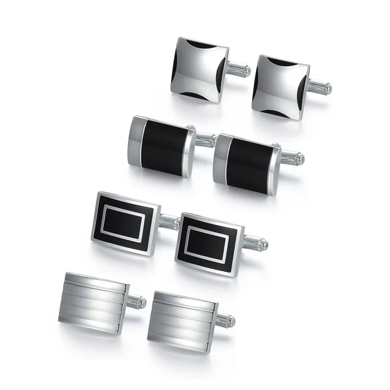 4 paires de boutons de manchette pour hommes avec boîte cadeau, boutons de manchette pour chemises d'homme, cadeaux pour invités de mariage, cadeau pour mari, pince à cravate d'affaires T0204022