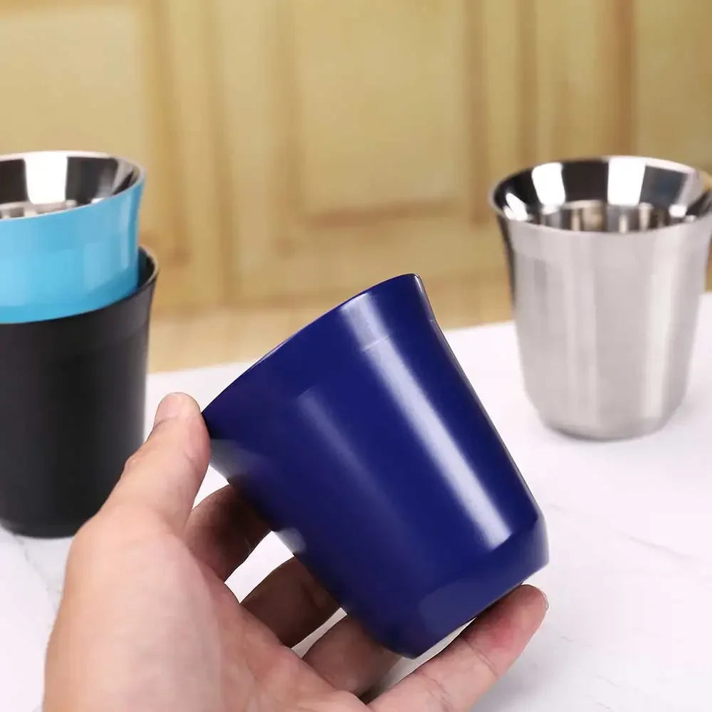 Tasses à espresso 80 ML/160 ML en acier inoxydable 304, tasses à café isothermes à double paroi, lavables au lave-vaisselle, tasses de petite capacité