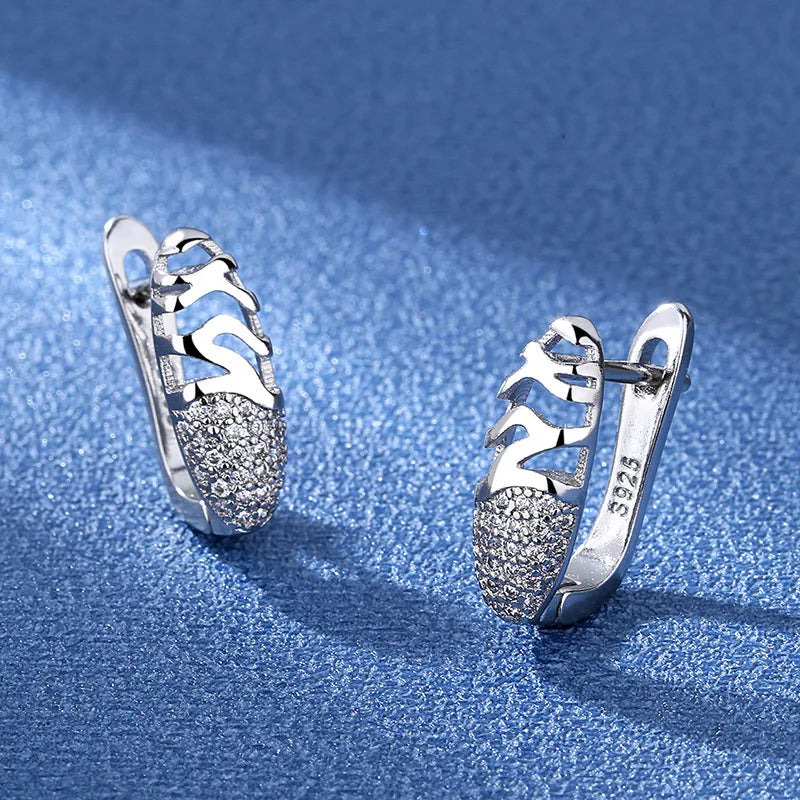 Ohrringe aus 925er Sterlingsilber, Schmuck, hochwertige Retro-Ohrringe mit einfachem Muster, lila-weiße Zirkon-Ohrringe, Bestseller