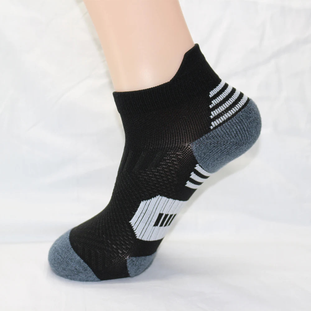 5 Paar neue Herrensocken, Frühling, knöchelhoch, dick gestrickt, Sportsocken, Outdoor, Fitness, atmungsaktiv, schnell trocknend, strapazierfähig, kurze Laufsocken