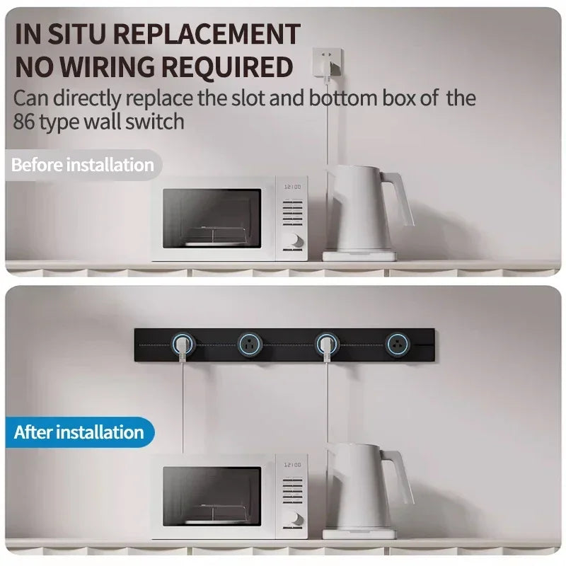 Wall Electrical Track Socket Home Kitchen Office Removable Extension Rail Socket Round Module Surface Mounted In The Countertop
