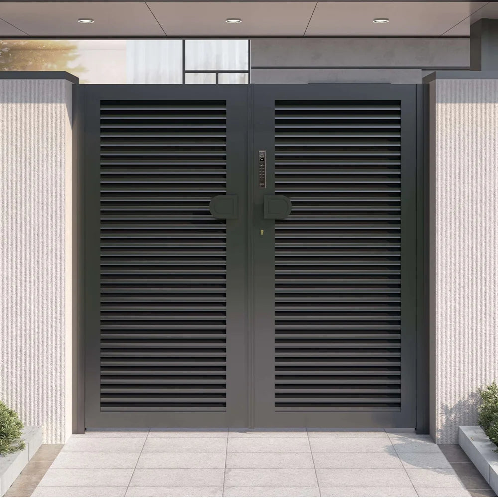 Customization Villa Courtyard Gate Stainless Steel Aluminum Alloy Custom Single Double Manual Shutter Door Outdoor