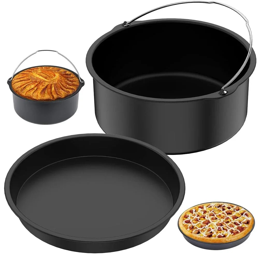 Moules à gâteau ronds antiadhésifs de 6/7/8 pouces, moules de cuisson avec poignées pour friteuse à air, moules à pizza pour four de cuisine