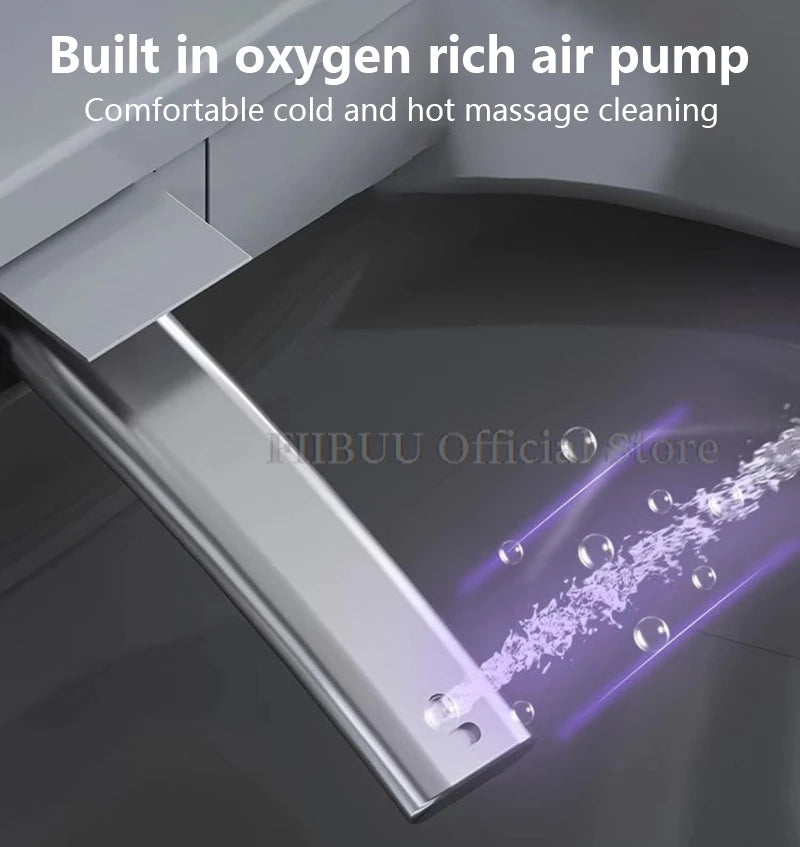 Toilette intelligente allongée monobloc avec bidet intégré, réservoir d'eau, sans limite de pression d'eau, écran d'affichage, ouverture et chasse d'eau automatiques, siège chauffant
