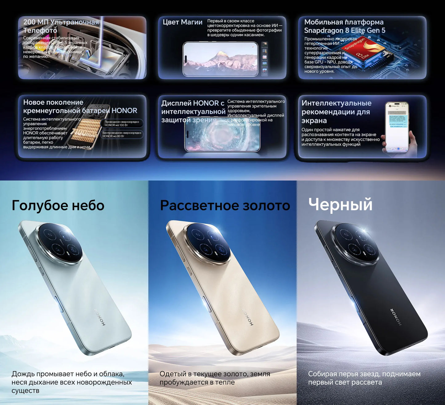 HONOR Magic8 Pro Version Mondiale 5G AI Smartphone Snapdragon 8 Elite Gen 5 Écran OLED 6.71'' 120Hz Appareils Photo 200MP SuperCharge 100W