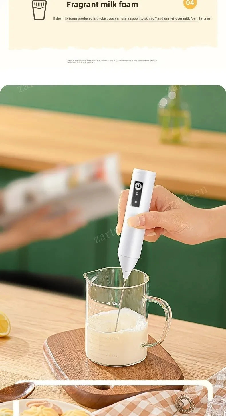 Mousseur à lait sans fil électrique Type-C Mixeur portatif en acier inoxydable Mini fouet pour café Cappuccino Crème