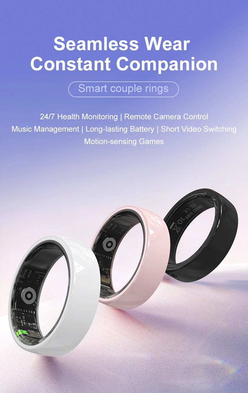 Bague Intelligente R12 Étanche 5ATM avec Étui de Chargement Hommes Femmes Moniteur de Fréquence Cardiaque et de Sommeil Smart Ring Sport Pour Téléphone Xiaomi Samsung