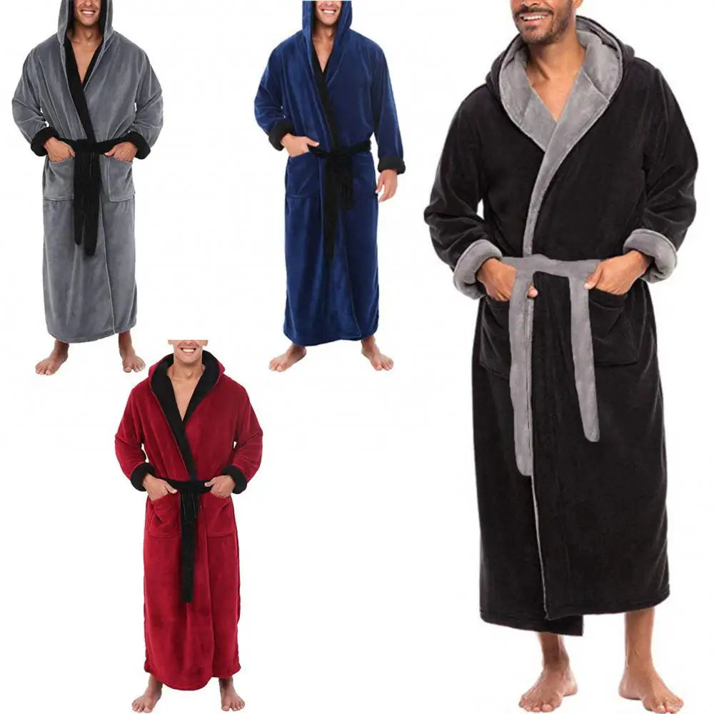 Herren Bademantel Nachtwäsche Korallenfleece Herbst Erwachsenen Bademantel V-Ausschnitt Robe Schlafanzug Herren Und Damen Langarm Nachthemd Männlicher Bademantel