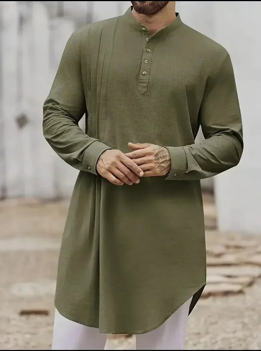 Chemise musulmane ample en coton pour homme du Moyen-Orient, arabe, malaisien, nouveauté 2025