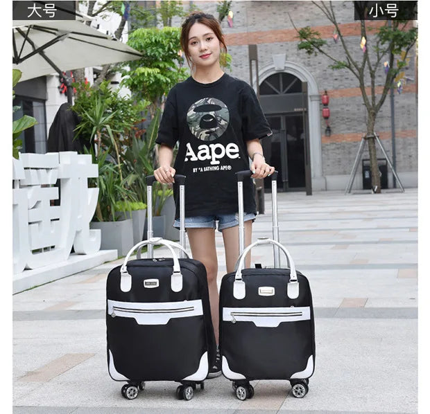 Fashion Rollkoffer Damen 4 Räder Spinner Reisetaschen Herren Geschäftsreise-Taschen Oxford-Koffer Wasserdichte Trolleys