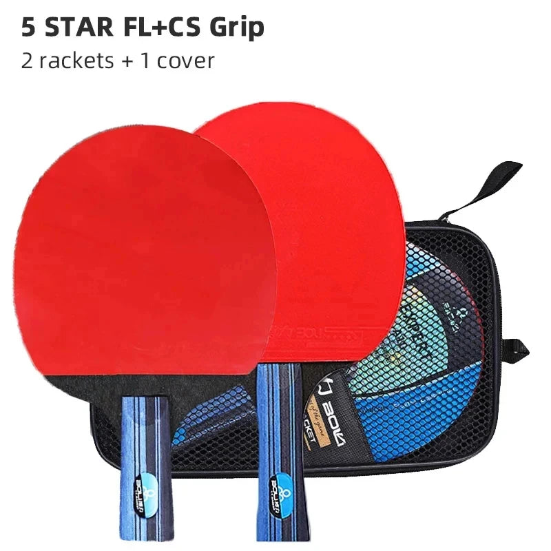 5/6 Sterne Tischtennisschläger 2 Stück Professionelles Tischtennis-Schlägerset Noppen-innen Belag Hochwertiges Holzschläger mit Tasche