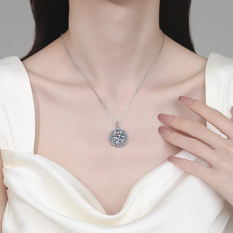 Freundin Valentinstag 18K Weißgold Damen Hochzeit 10CT VVS D Farbe Moissanit Diamant Liebhaber Geburtstagsgeschenk PT950 Halsketten