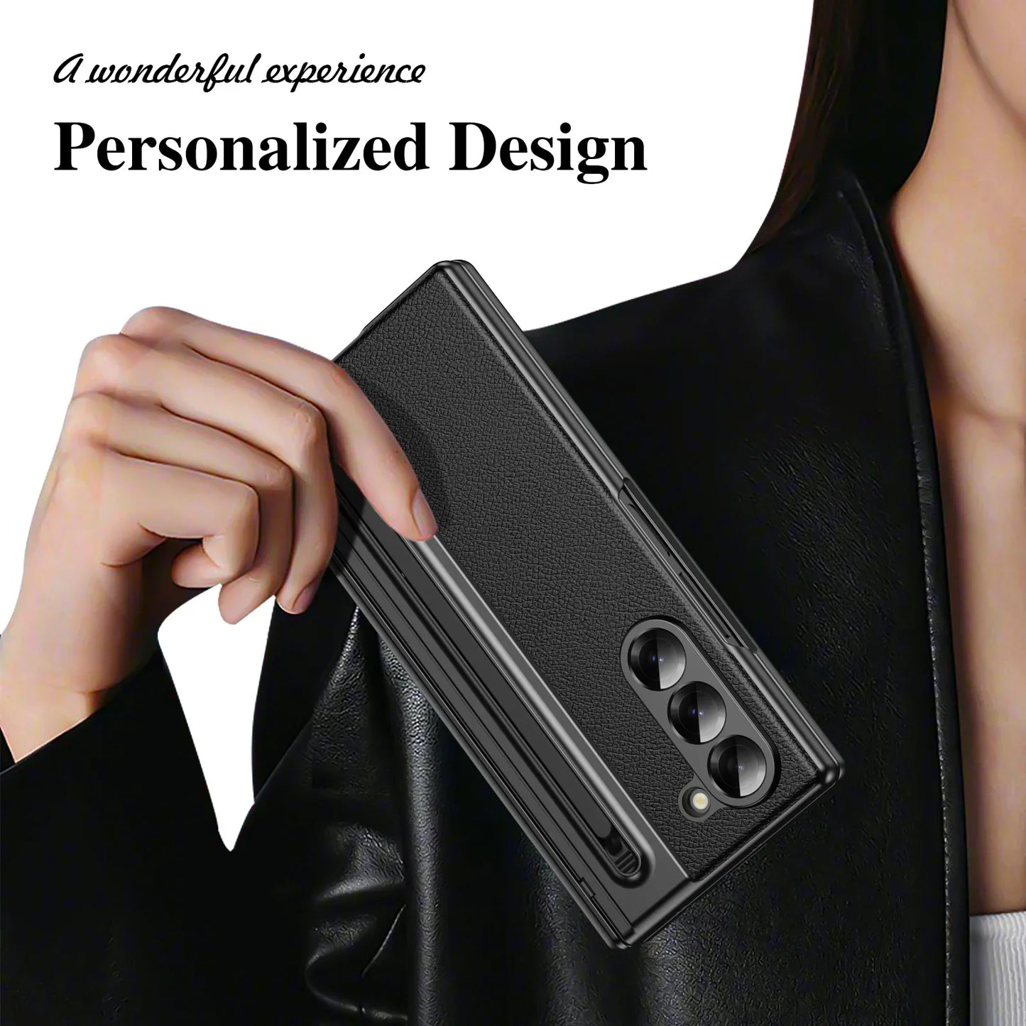 Leder mit Stahlfilm Stifthalter Handyhülle für Samsung Galaxy Z Fold 7 6 5 4 Fold7 Fold6 Scharnierschutz Stoßfeste Hülle