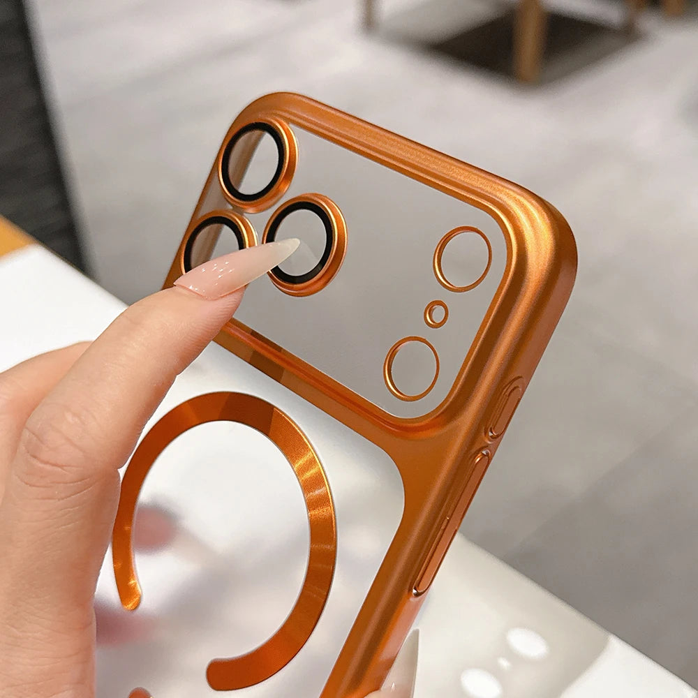 Coque Magnétique Translucide Mate de Luxe pour iPhone 17 Pro Max 17Pro 17 Air Pour Magsafe Recharge Sans Fil Protection Caméra