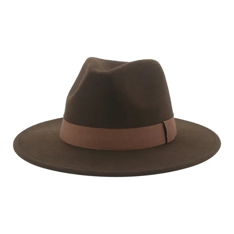 Chapeau Fedora Femme Chapeaux d'hiver pour femmes Bande de ruban Chapeau homme Large bord Classique Beige Mariage Eglise Chapeau melon Nouvelle casquette chapeau femme