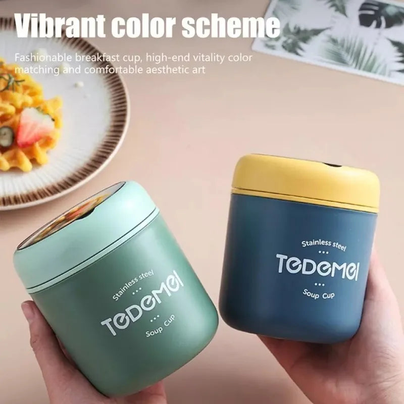 Boîte à déjeuner en acier inoxydable de 510 ml avec cuillère, récipient alimentaire isotherme, tasse à vide, boîte à bento isolée, tasse à soupe thermos pour l'école des enfants