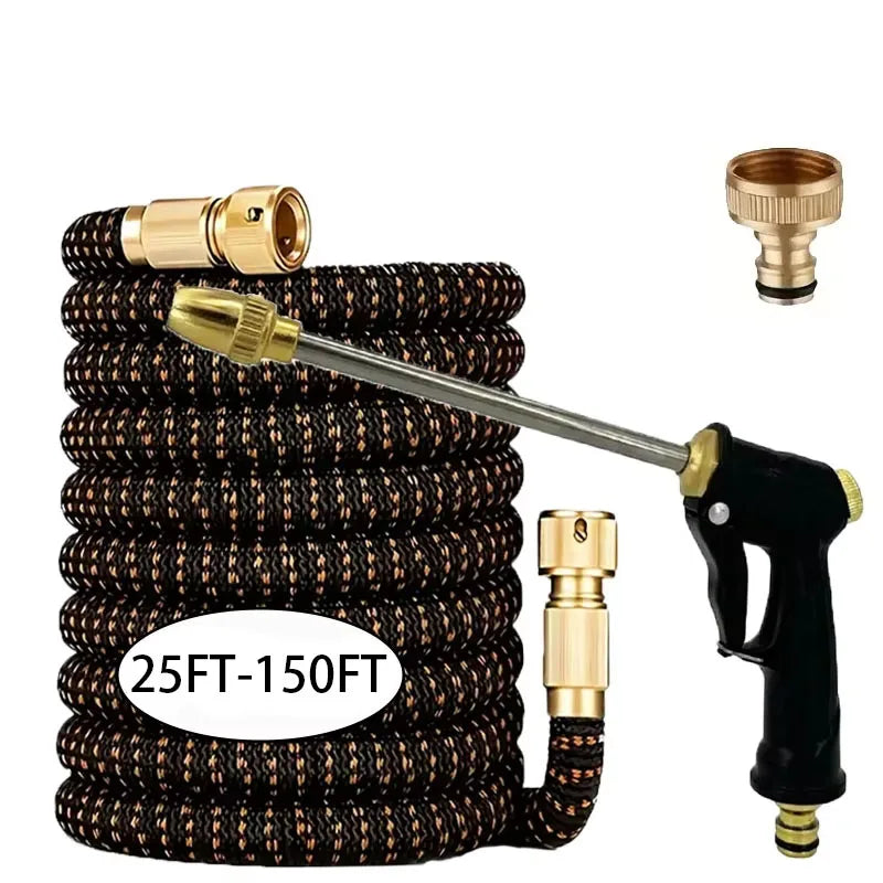 25FT-150FT Magischer dehnbarer Schlauch, multifunktionale verstellbare Autowasch-Wasserpistole, Bewässerungs- und Haustierduschwerkzeuge