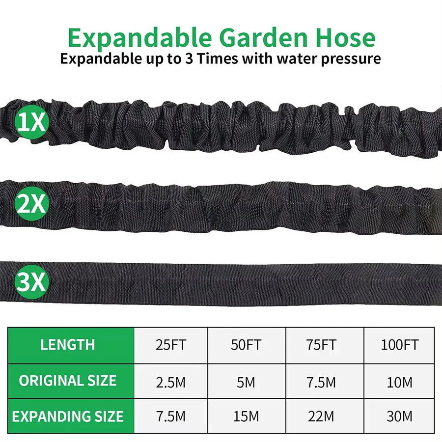 Tuyau d'arrosage magique extensible 25FT-200FT pour jardin, tuyaux d'eau haute pression, pistolet de lavage de voiture, fournitures de jardinage