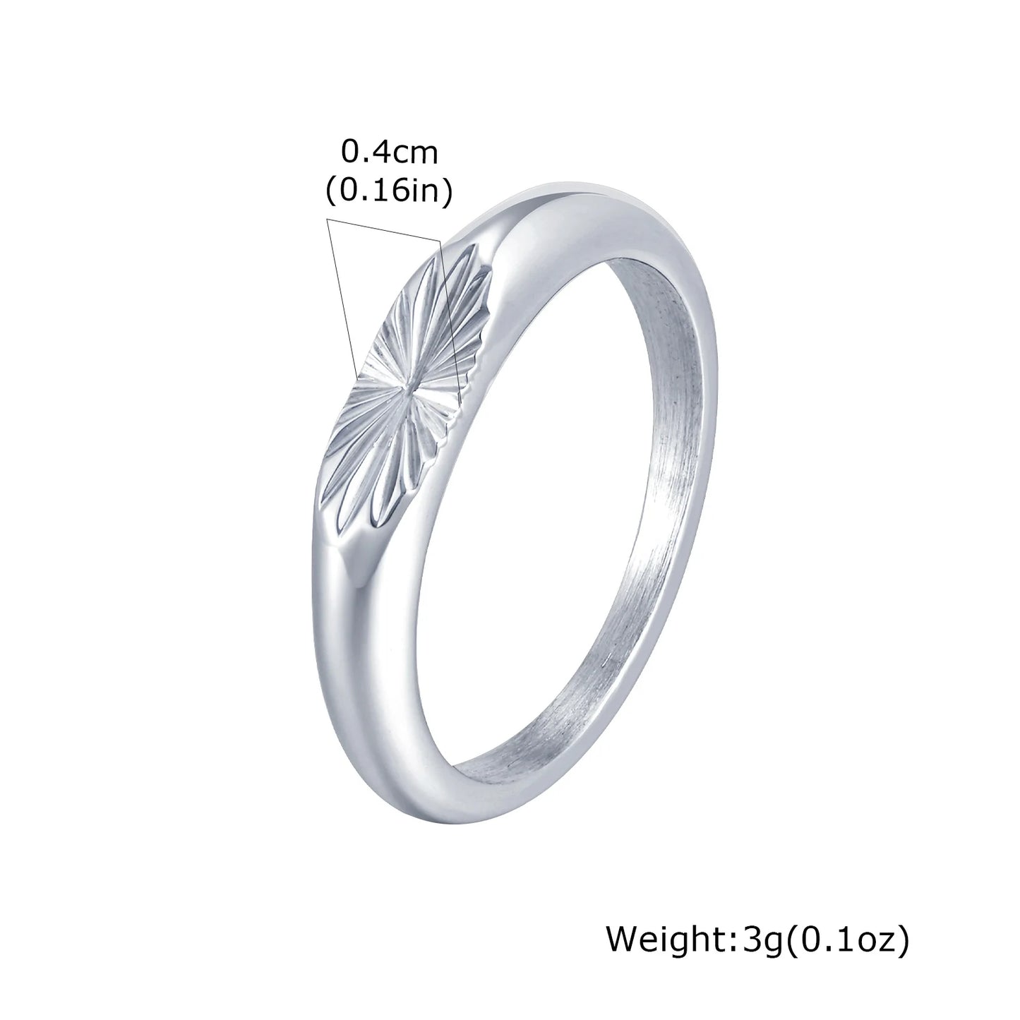 Vnox versilberter Edelstahlring für Herren, Ringe mit Blumenmuster und elliptischer Oberfläche 4 x 9,2 mm, minimalistischer Ring, modische Geschenke