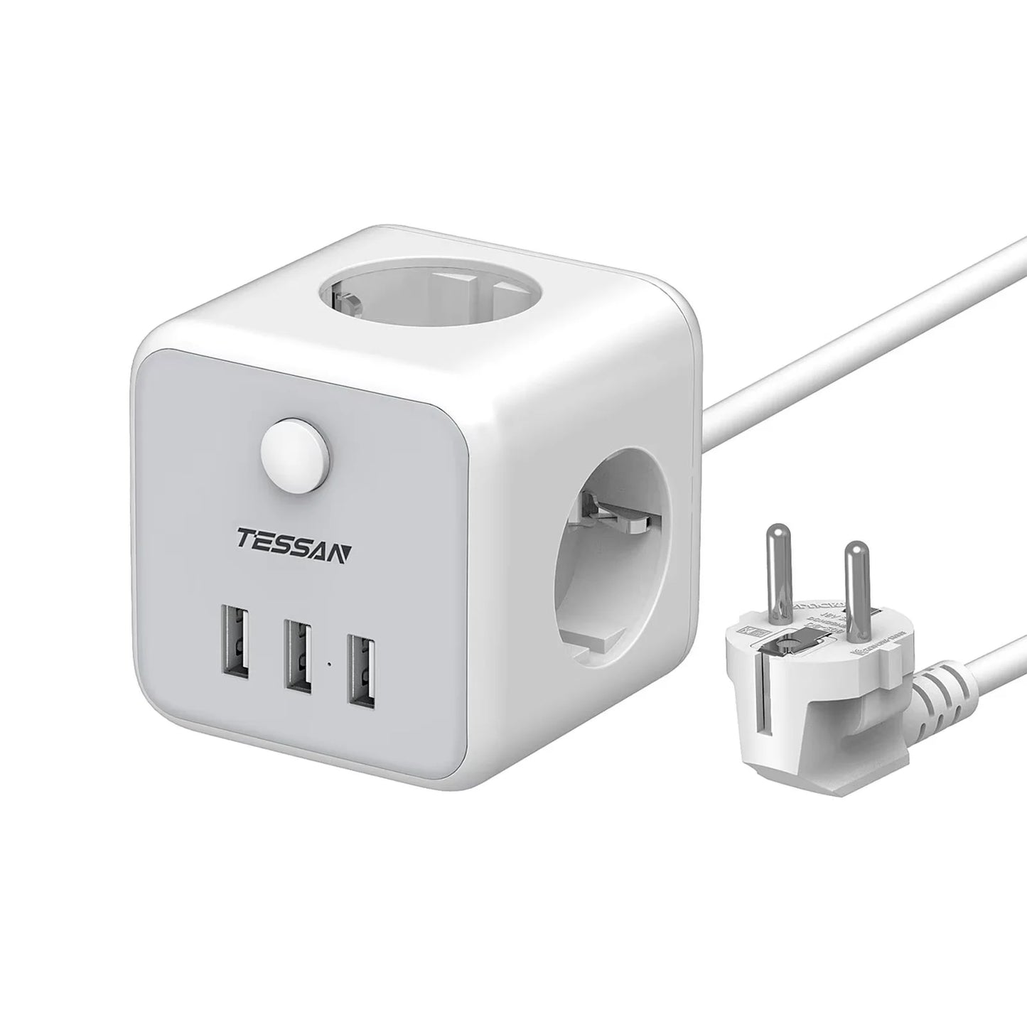 TESSAN Cube Table Power Strip Extender with 3 Outlets 3 USB Ports 1.5M Extension Cord EU KR Plug Tee Socket Adapter with Switch