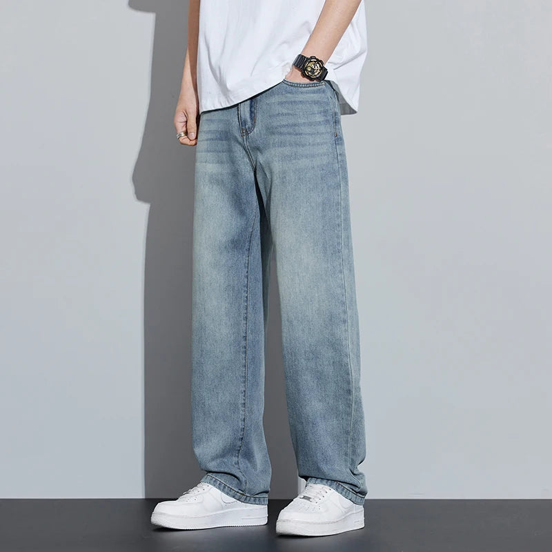 2025 Frühjahr/Sommer Neue Herren Lyocell Loose Jeans Sommer Dünn Atmungsaktiv Straight Leggings Retro Business Casual Mode Koreanisch M