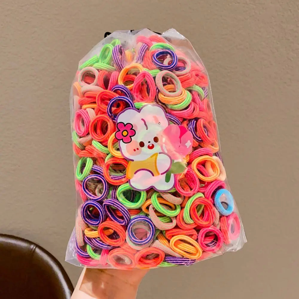 Lot de 100 bandeaux pour enfants marron et noir, mini élastiques mignons, corde à cheveux couleur bonbon, anneau à cheveux coréen sans danger, couvre-chef pour enfant