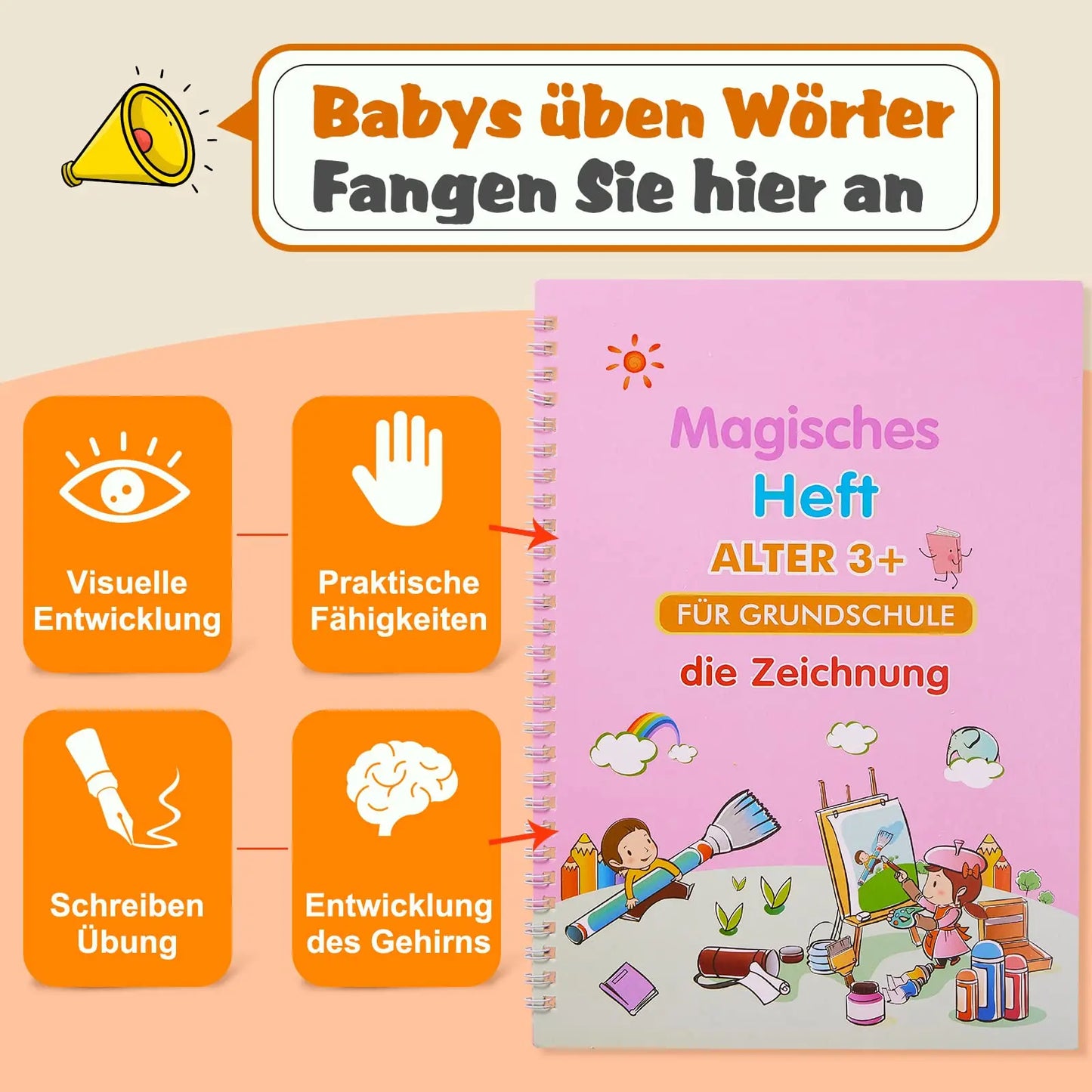 Sank Magic Practice Deutsch Übungsbuch Stift Spanisch Kalligraphie Für Kinder Kostenloses Abwischen Englisch Französisch Wiederverwendbares Schreiblernbuch Kostenloser Versand