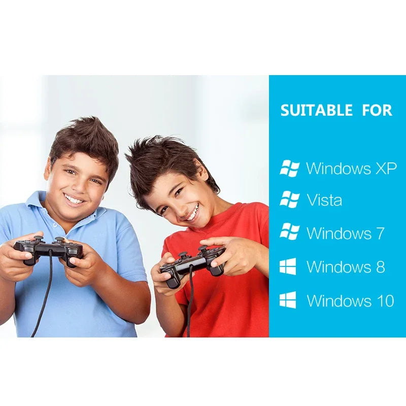 Manette de jeu USB filaire avec double vibration analogique pour console PS2 PlayStation 2 PC, prête à l'emploi