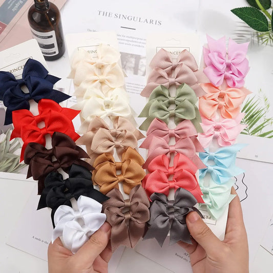 10/20Pcs/Set Cute Solid Ribbon Bows Hair Clips for Baby Girls Kids Fashionable Hairpin Headwear Children's Hair Accessories