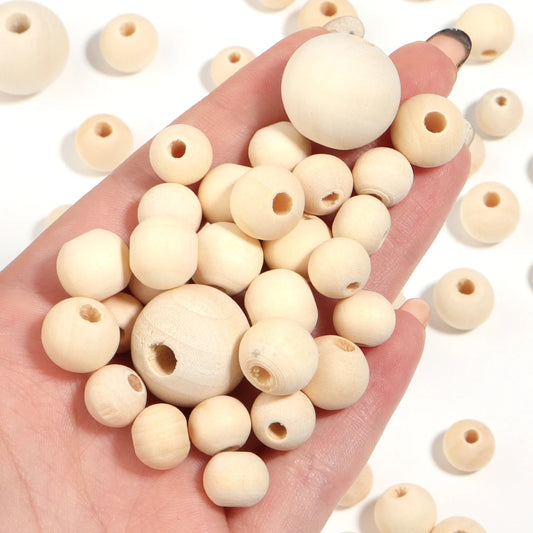 30-100pcs/lot 6/8/10/12/14/16/18/20/25/30mm Log Color Round Wooden Beads Loose Spacer Beads For DIY Jewelry Making Accessories