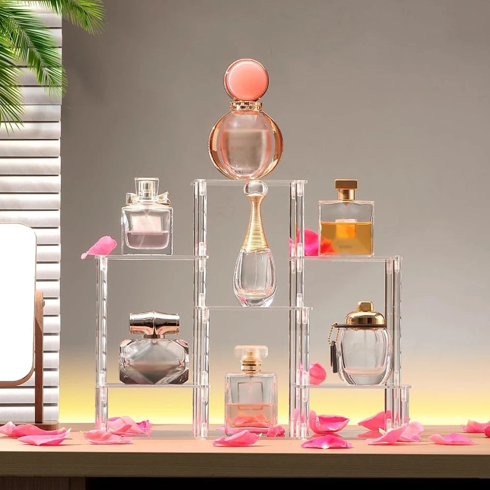 Transparent Shelf Organizers Acrylic Display Stand Holder Figures Collectibles Storage Rack Perfumes Plant Removable