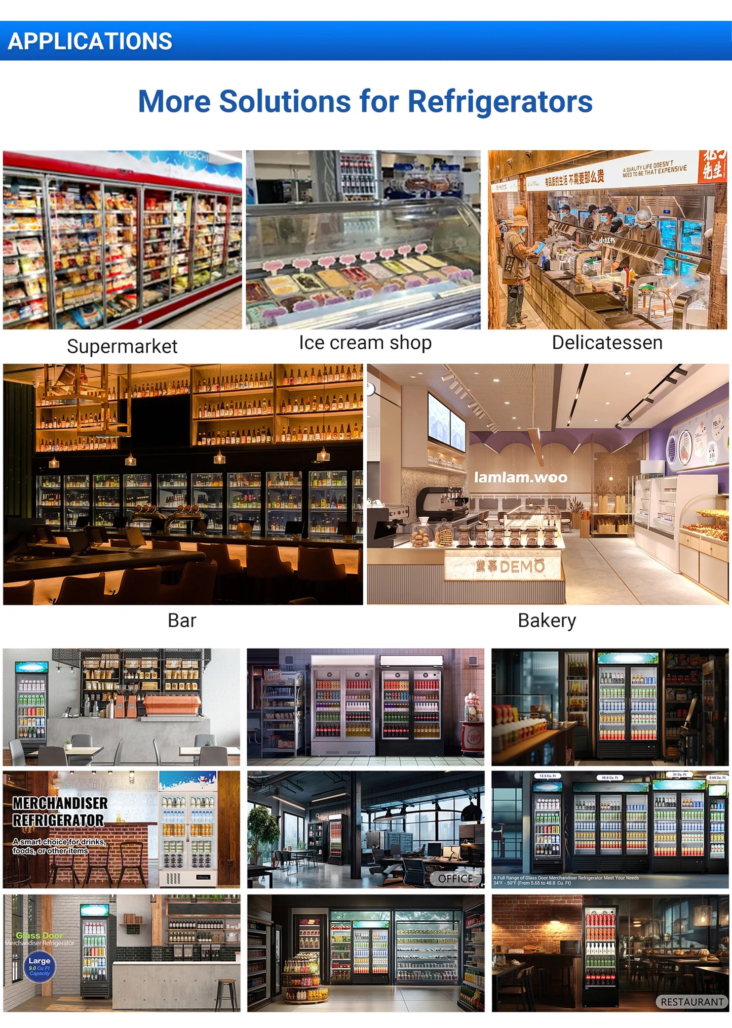 Réfrigérateur Congélateur Commercial 4 Portes - Grand Stockage Vertical Réfrigéré à Air pour Aliments Surgelés, pour Cuisine de Restaurant
