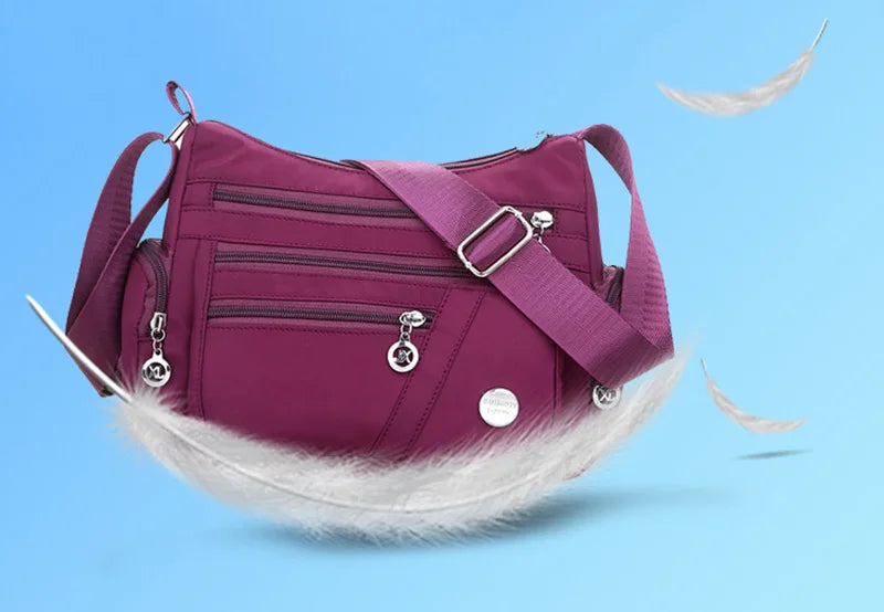 Damen Umhängetasche Wasserdichte Tragetasche Lässige Nylon Handtasche RFID Leichte Kuriertasche