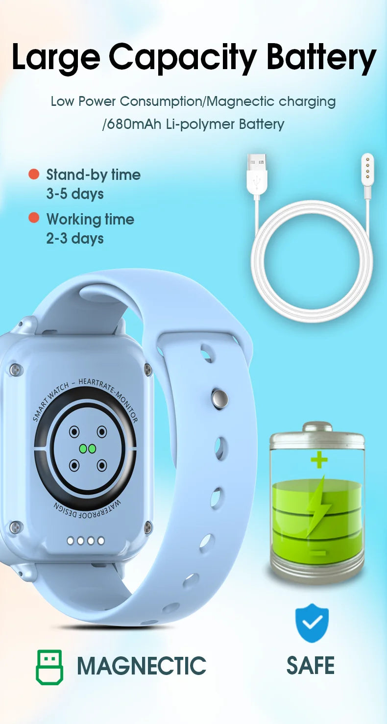 Montre intelligente GPS Wonlex KT37 pour enfants avec assistant vocal IA, application de surveillance, suivi de localisation WiFi, appel vidéo 4G