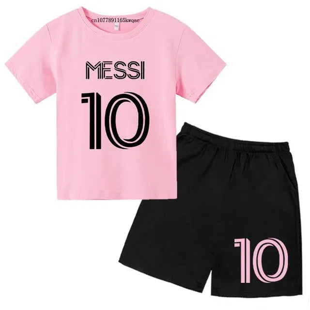 Maillot de football numéro 10 pour Garçons Filles de 3 à 12 ans, Ensemble décontracté T-shirt Manches Courtes + Short, Marque Tendance, Vêtements d'Été de Sport