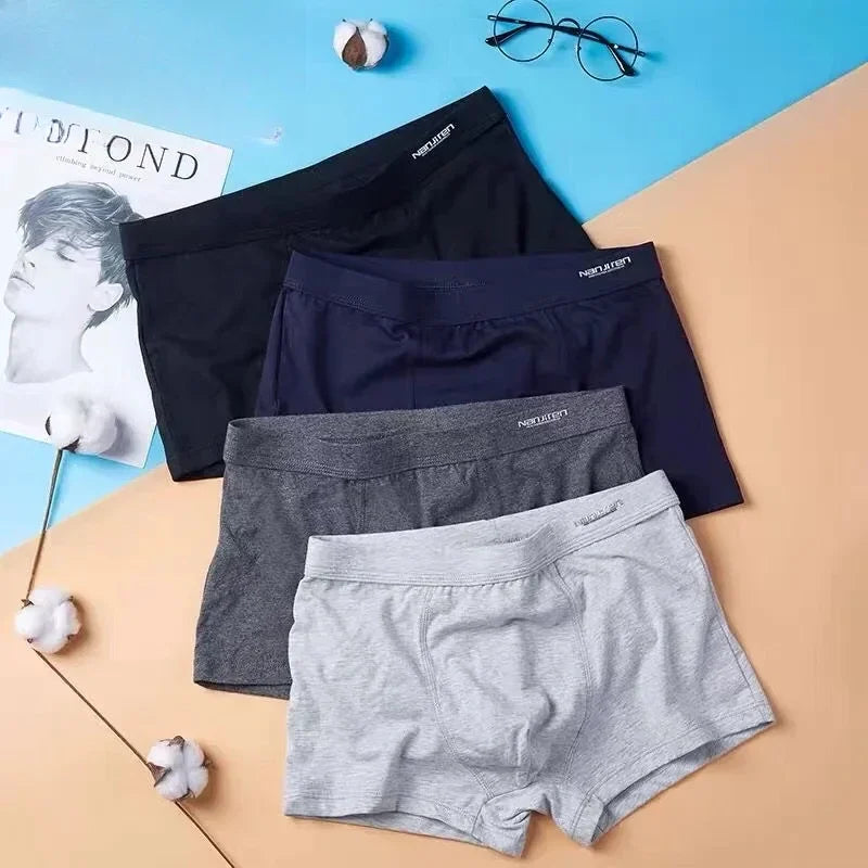 4 Pack Men's Plus Size Boxer Shorts 100% Cotton Anti-Chafe Underwear  Big & Tall Breathable Loose Fit Elastic Waistband Boxers