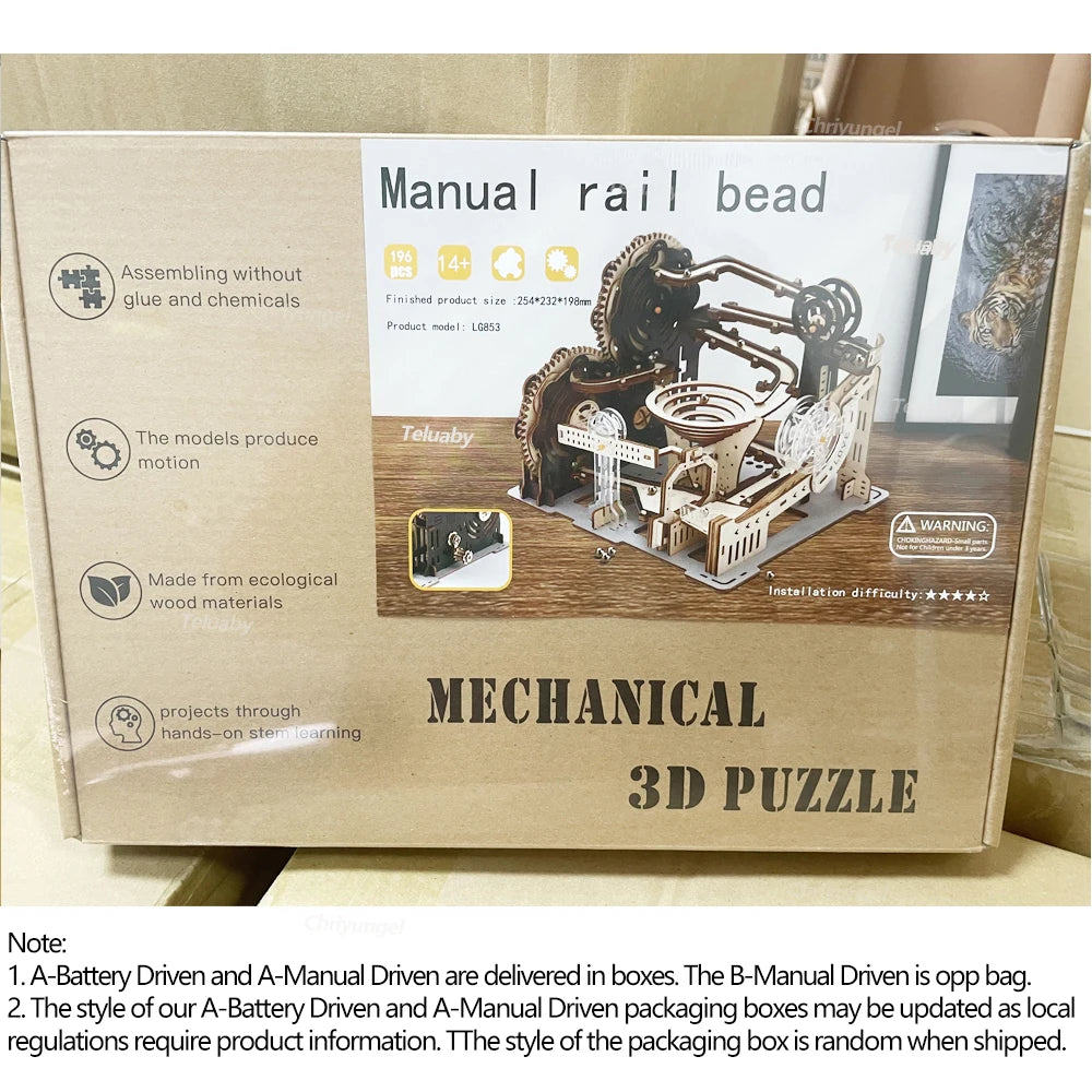 3D Holzpuzzle Murmelbahn Set DIY Aufbau Baukasten STEAM-Engine Lernspielzeug für Erwachsene Kinder Geburtstagsgeschenke
