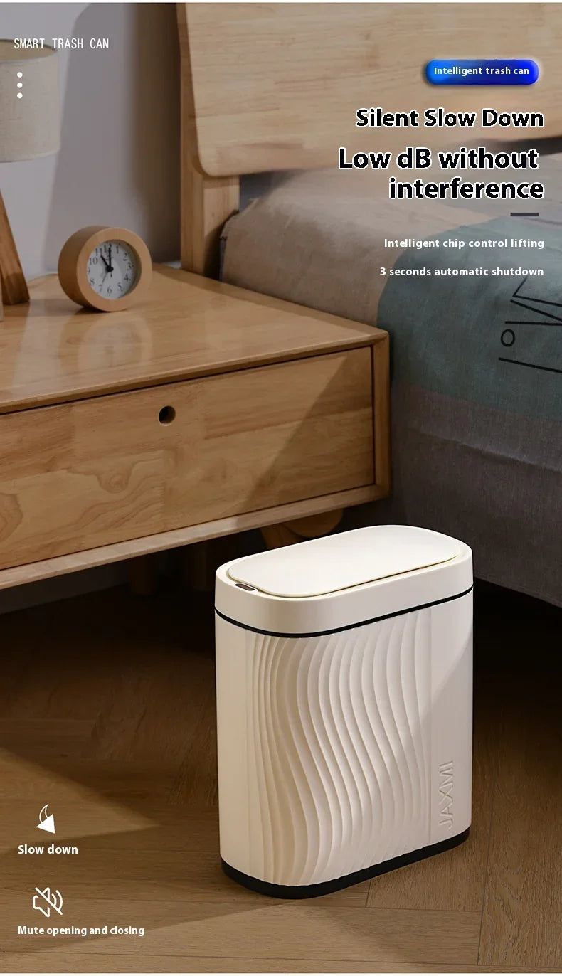 Intelligenter Sensor-Mülleimer Haushalt Leicht Luxuriöser Automatischer WC-Mülleimer Schmaler Schlitz mit Deckel Elektrischer Mülleimer