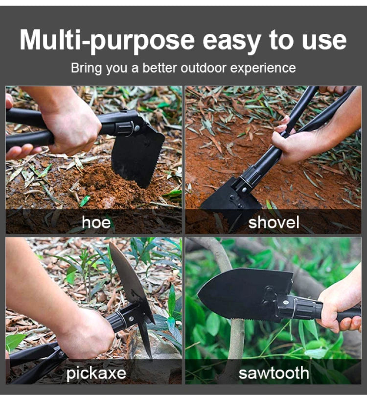 Outdoor 3-in-1 Klappschaufel, tragbare Multifunktions-Camping-Schaufel mit Tasche zum Wandern, Offroad-Fahren, DIY-Projekte zu Hause