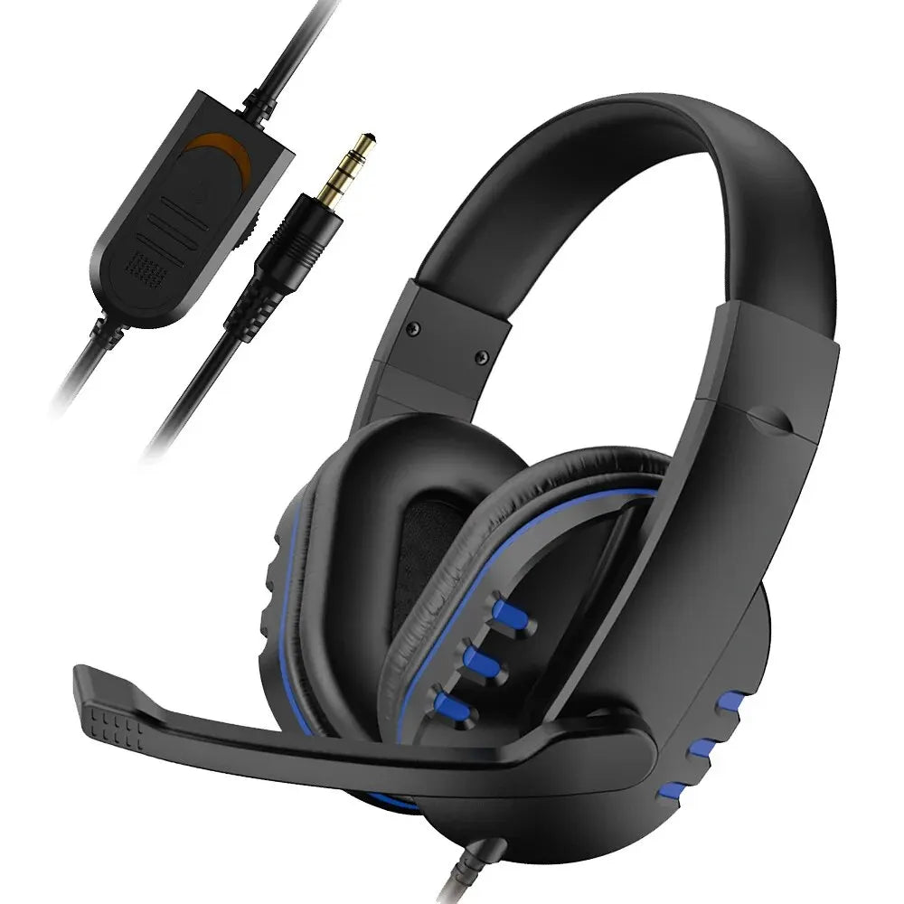 Écouteurs casque gaming filaire 3,5 mm pour PS4 Playstation 4 Jeu PC Chat Ordinateur avec microphone