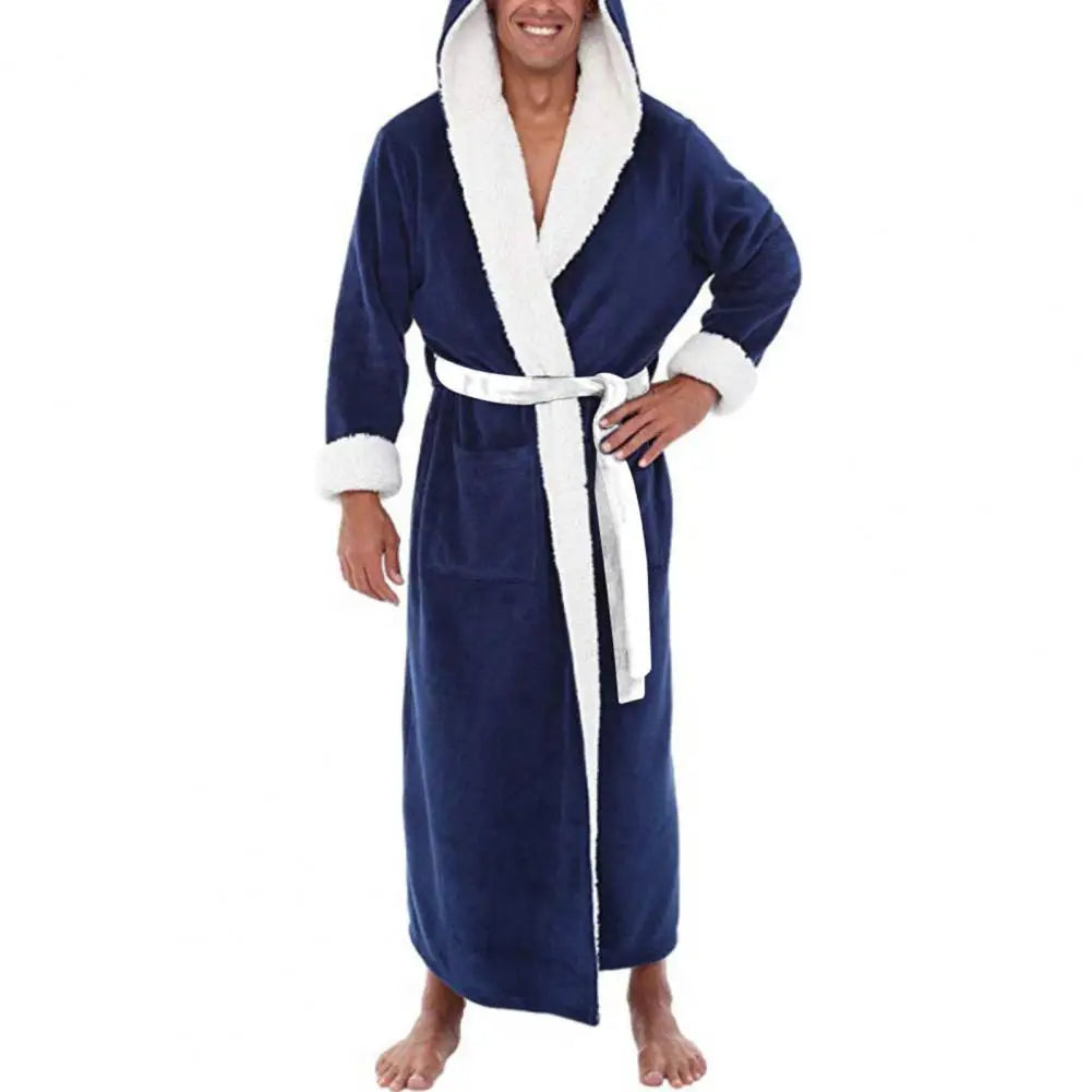 Herren Bademantel Nachtwäsche Korallenfleece Herbst Erwachsenen Bademantel V-Ausschnitt Robe Schlafanzug Herren Und Damen Langarm Nachthemd Männlicher Bademantel
