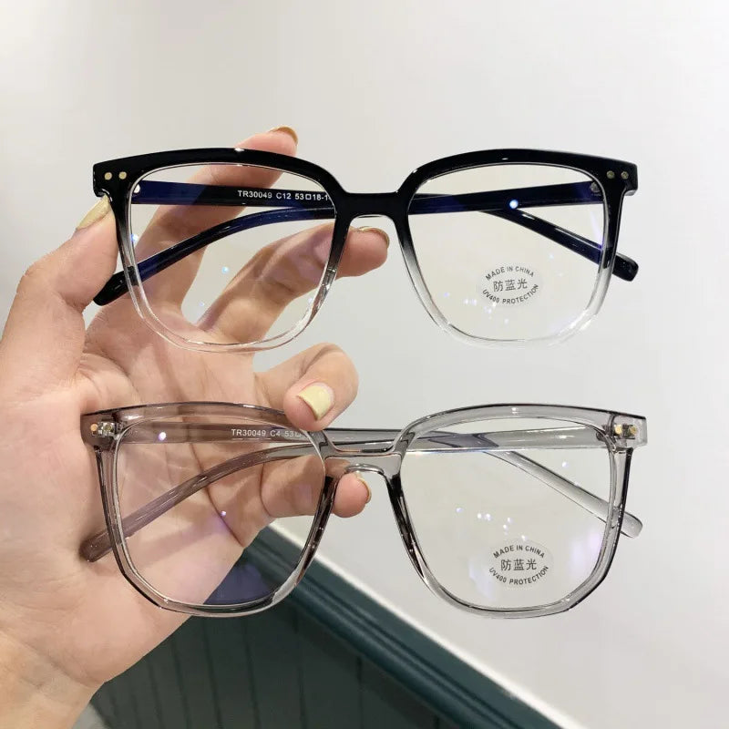Rechteckige Myopie-Brille für Damen und Herren, Anti-Blau-Licht, übergroß, Unisex, luxuriös, klare Dioptrien-Korrekturbrille 0 bis -6.0