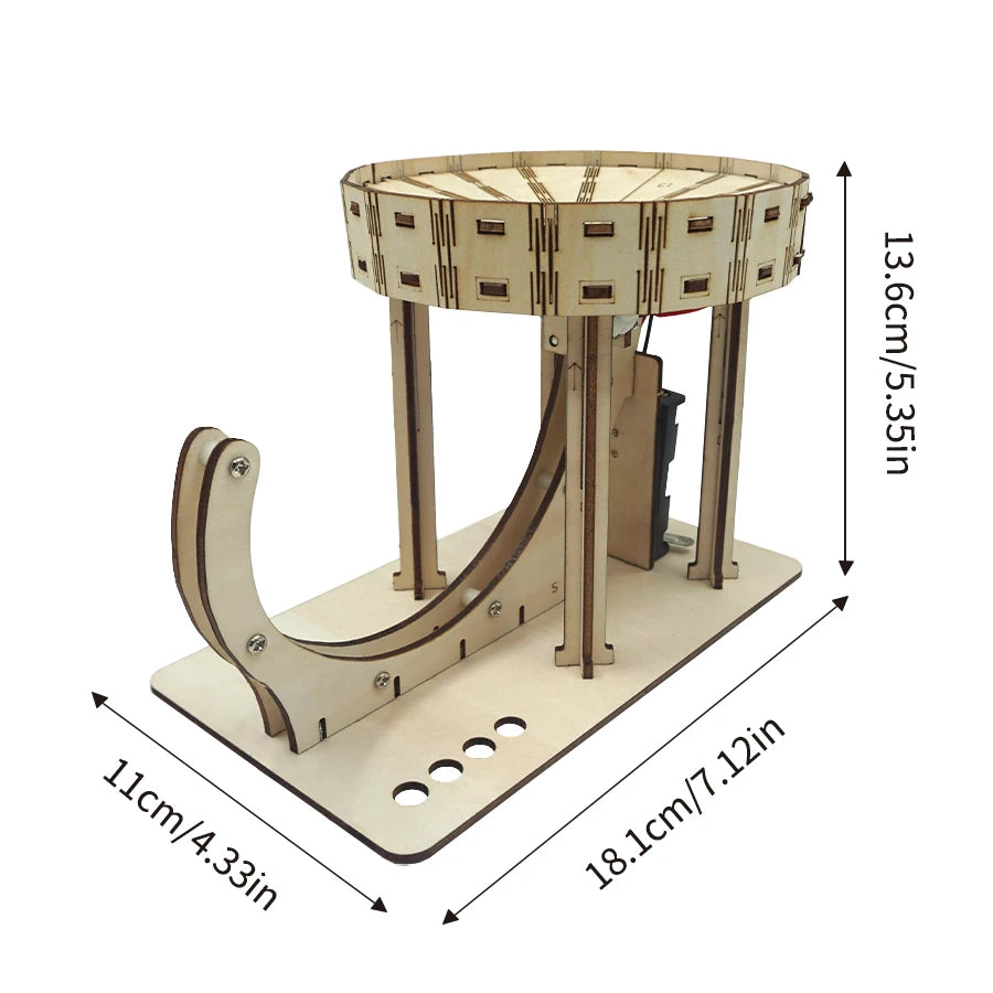 OUZEY Mechanical Marble Run Wooden Model, DIY Ball Track Roller Coaster Kit, STEM Creative Challenge Gift for Kids