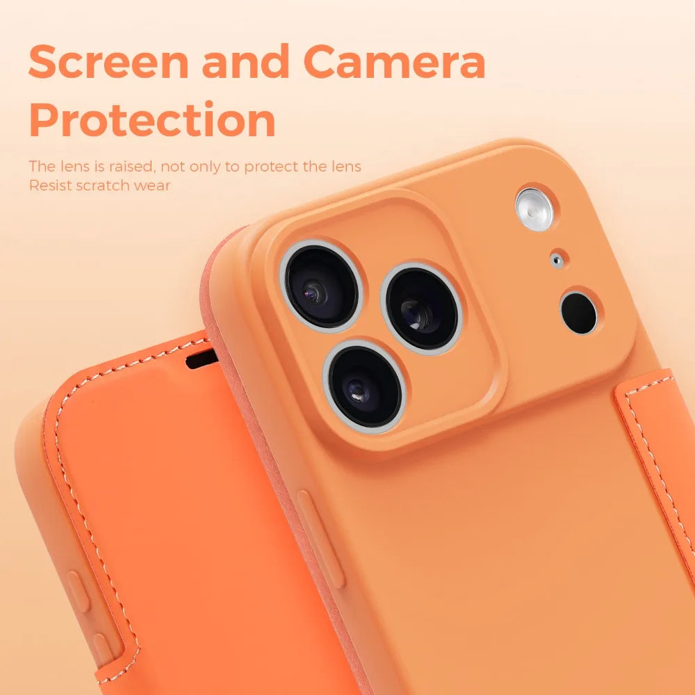 Luxury Leather Original Liquid Silicone Flip Wallet Card Case For iPhone 17 16 15 14 11 12 13 Pro Max Air XS 8 7 Plus Soft Cover