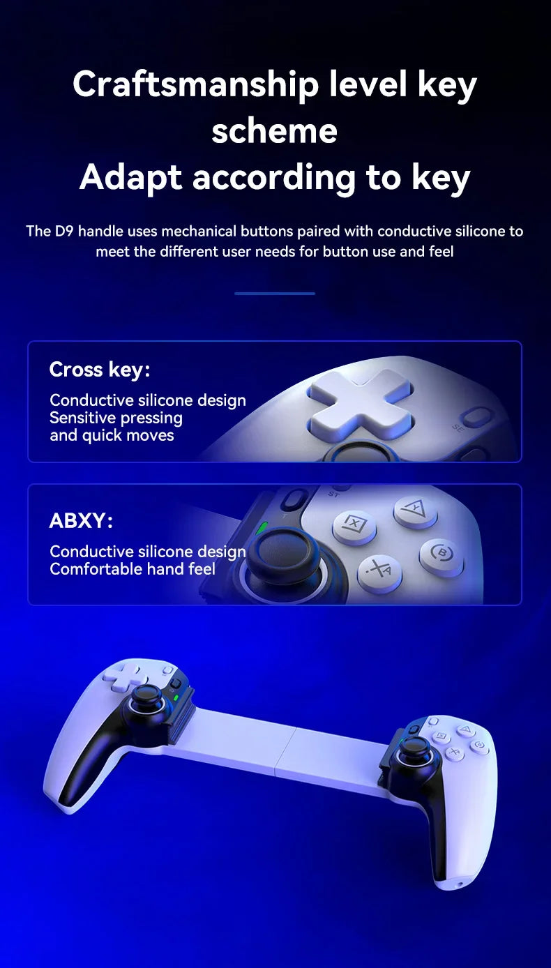 Hot Sale BSP D9 Tablet Controller Kabelloser Griff für Switch Game Bluetooth Stretching Joystick für PS3 PS4 Android IOS Gamepad