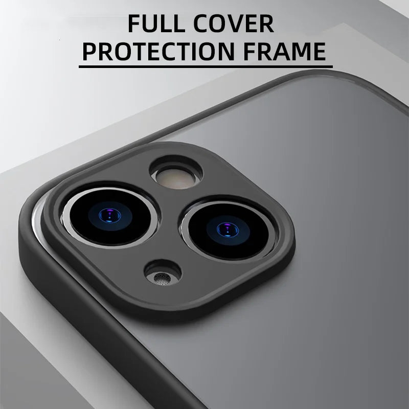 Shockproof Armor Matte Case For iPhone 14 13 12 11 Pro Max XR XS X 6 7 8 Plus SE Mini Silicone Bumper Clear Hard PC Cover Capa