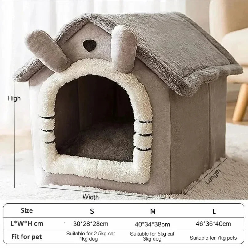 Indoor Warme Hundehütte, weiches Haustierbett, Zelthütte, Hundezwinger, Katzenbett, abnehmbares und waschbares Kissen, ganzjährig universell einsetzbar