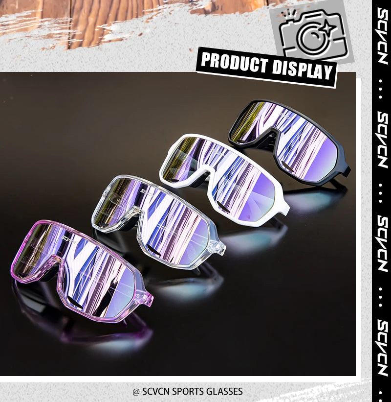 SCVCN Lunettes de soleil photochromiques d'extérieur, lunettes de cyclisme pour hommes, lunettes de vélo pour femmes, VTT, vélo de route, lunettes de cyclisme UV400