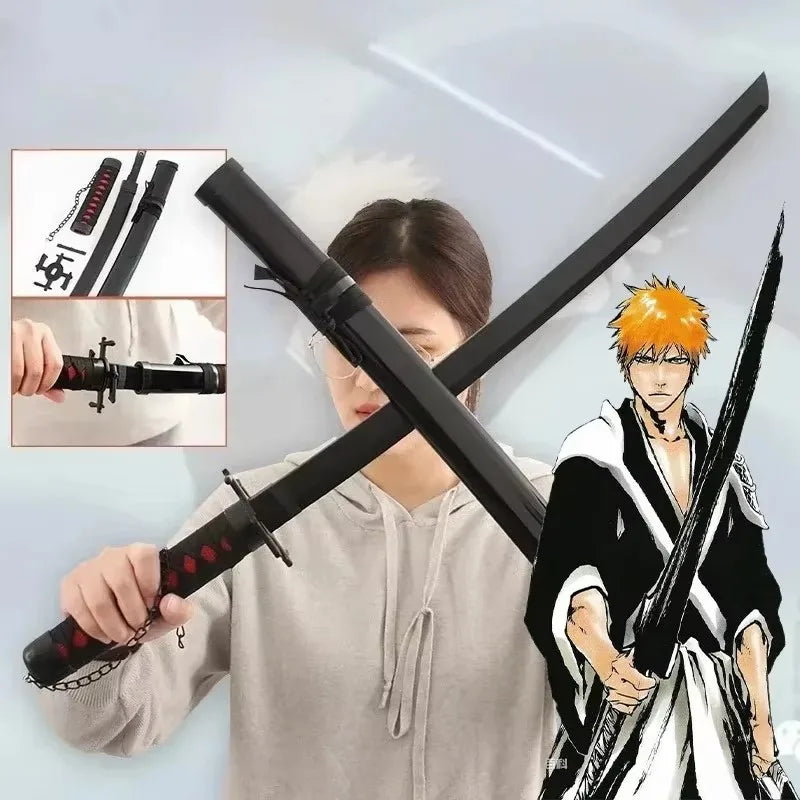 104cm Anime Bleach Katana Kuchiki Rukia Sword Cosplay Prop Wooden Ninja Knife Real Size Japanese Katana Samurai Sabre Kid Toy