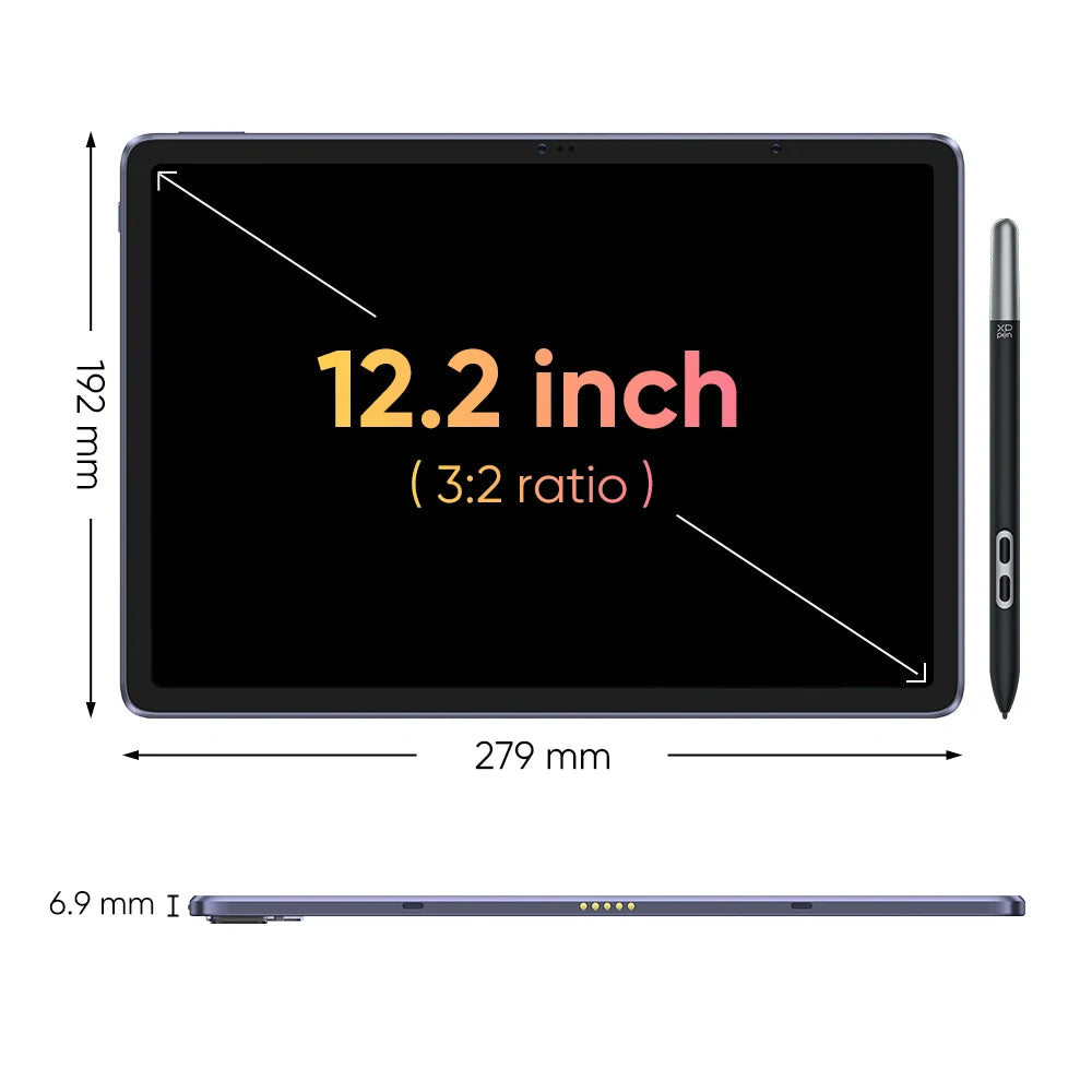 XPPen Magic Drawing Pad 12,2 Zoll Tablet Android 8GB/256GB 8000mAh mit X3 Pro Slim Stylus 16K Druckstufen Zeichentablett